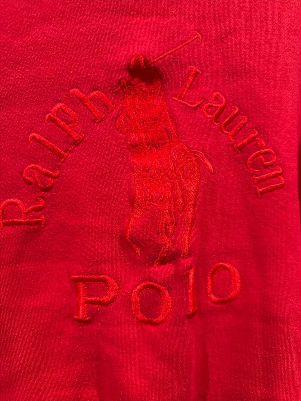 Polo Ralph Lauren Men’s Medium Red Double Knit Raised Logo Pullover Sweater